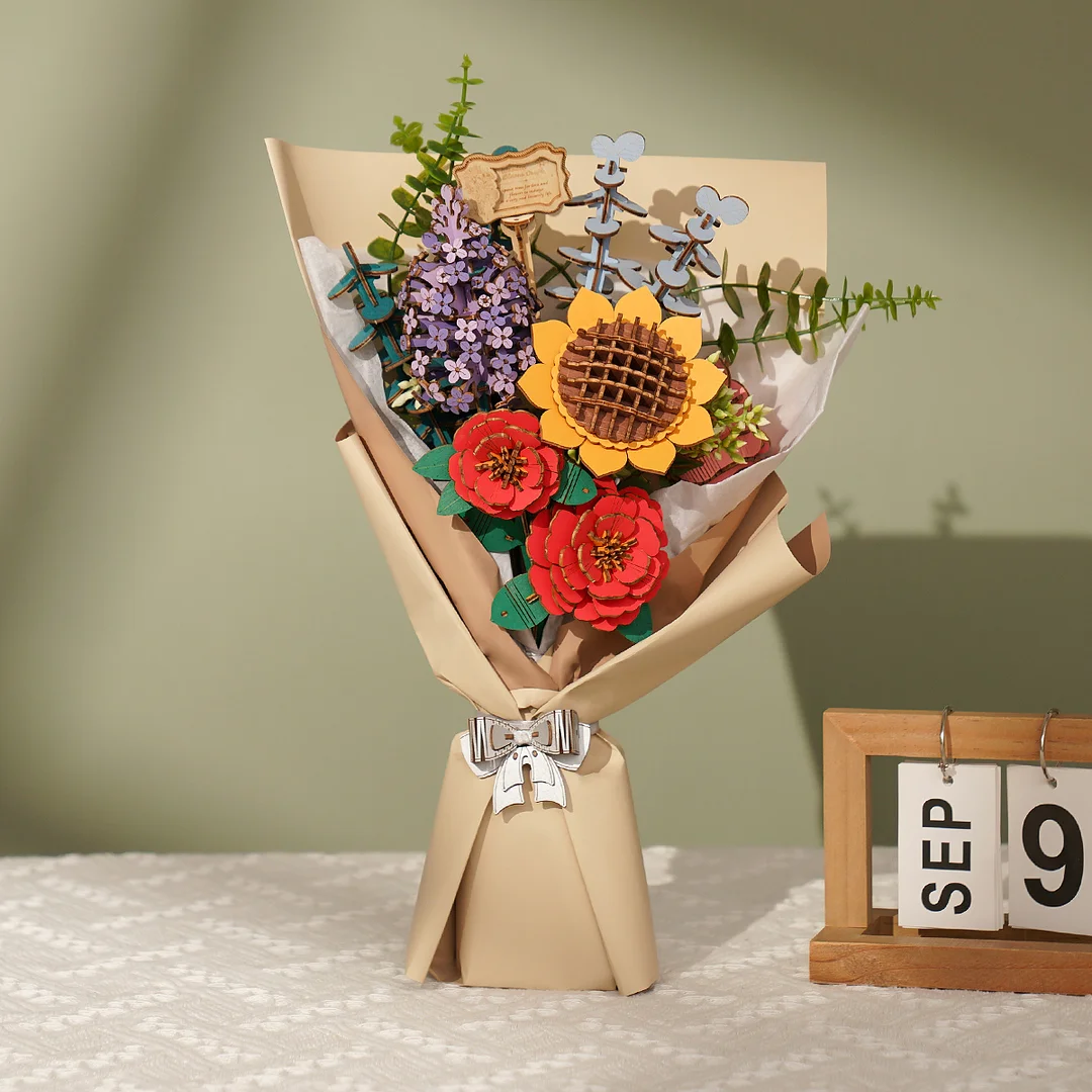 Robotime Rowood DIY 나무 꽃 꽃다발 3D 나무 퍼즐 TW01H