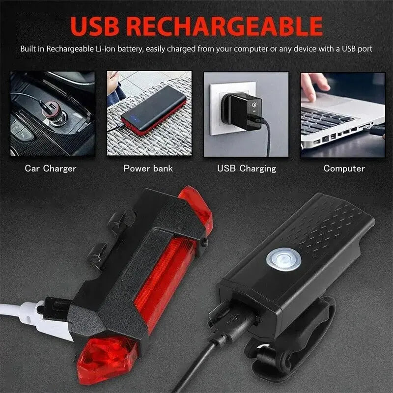MTB 자전거 전조등 USB LED 충전식 방수