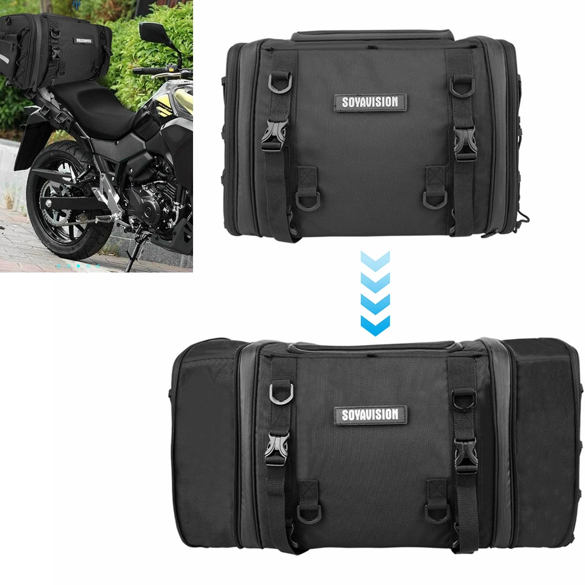 Motorcycle Waterproof PVC 40-60L Rear Tail SaddleBag