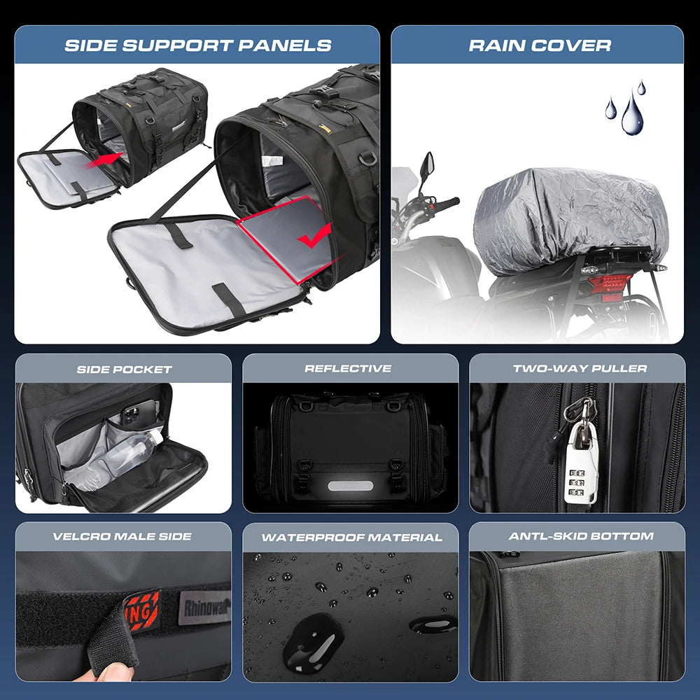 Motorcycle Waterproof PVC 40-60L Rear Tail SaddleBag