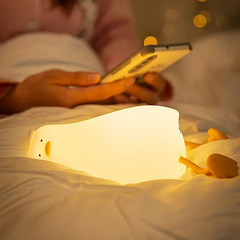 Silicone Cute Lying Flat Duck Night Light