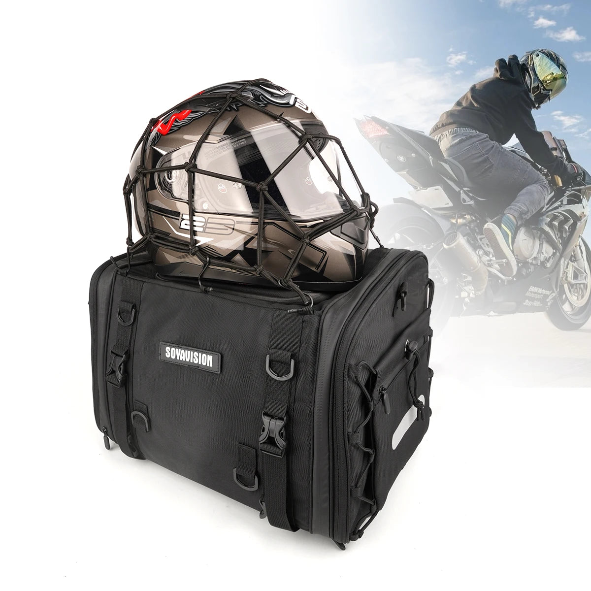 Motorcycle Waterproof PVC 40-60L Rear Tail SaddleBag
