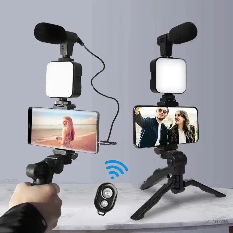 삼각대가 포함된 스마트폰 브이로그 LED 키트