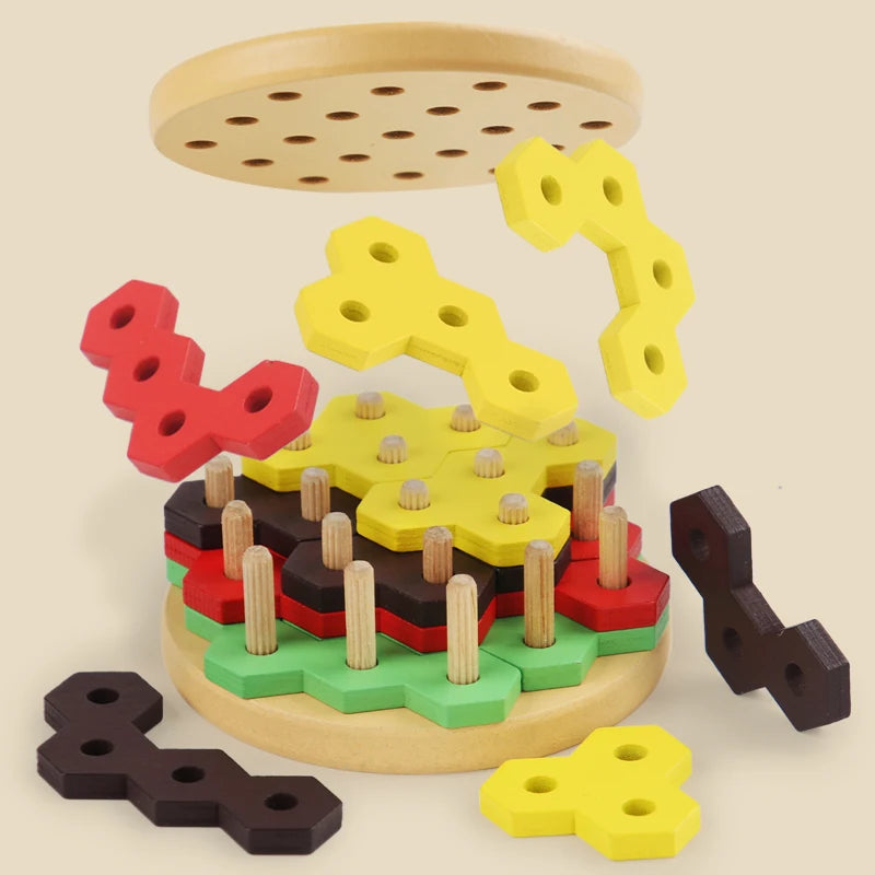 Hamburger Building Blocks Wooden Geometric Sorting and Stacking