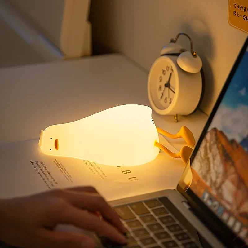 Silicone Cute Lying Flat Duck Night Light