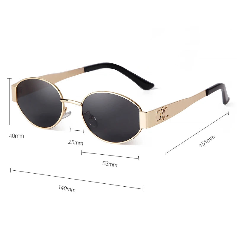 Retro Metal Frame Oval Sunglasses UV400