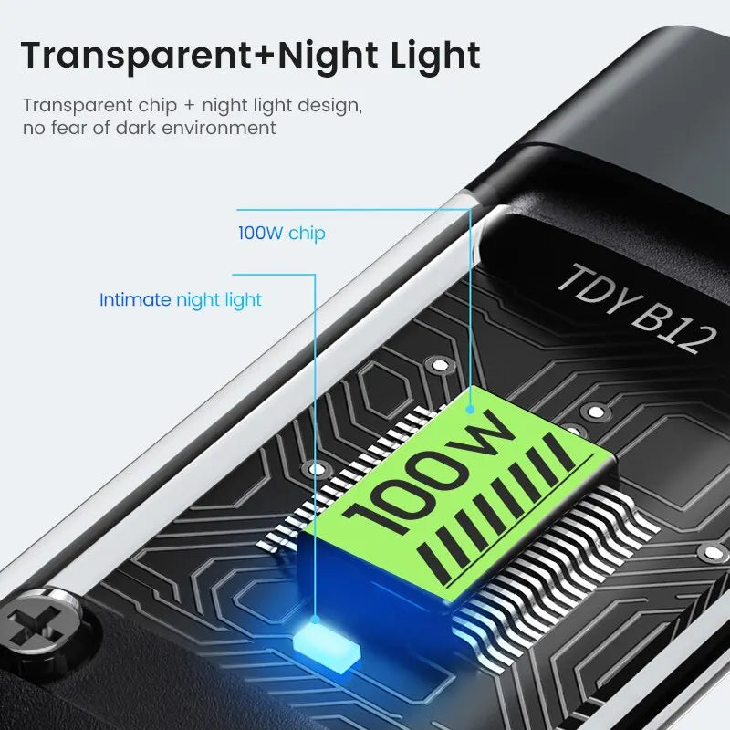 3 In 1 100w Transparent Fast Charging Cable