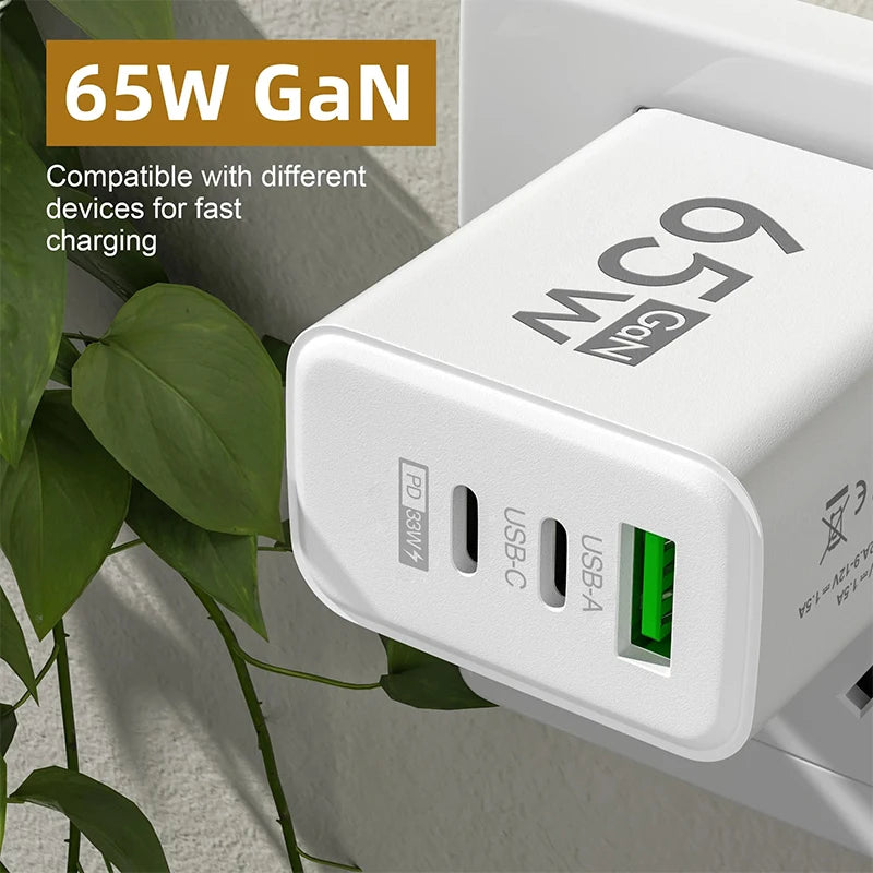急速充電 65W USB タイプ C 充電器 EU KR PD 3.0
