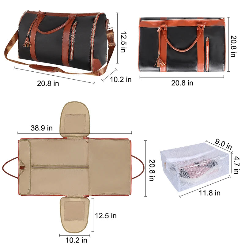 2024 Fashion Large PU Folding Suit Storage Bag