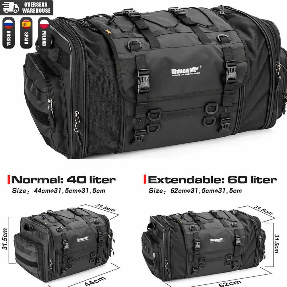 Motorcycle Waterproof PVC 40-60L Rear Tail SaddleBag