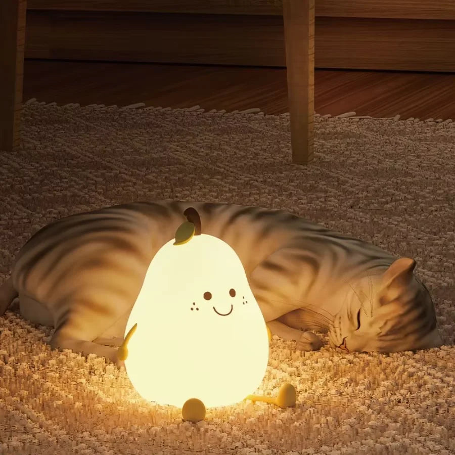 LED Pear Fruit Silicone Night Light