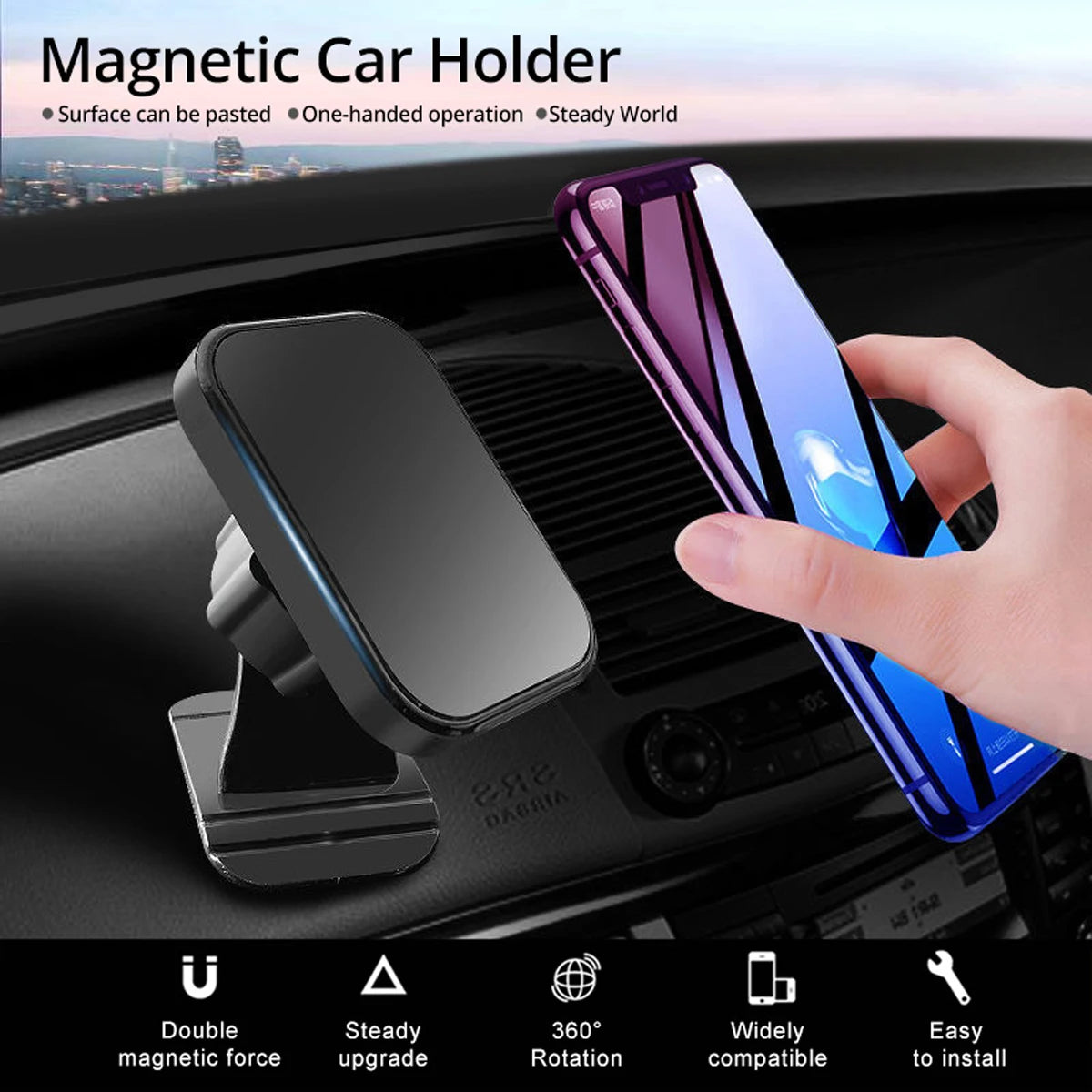 マグネット式車載電話ホルダースタンド 360度