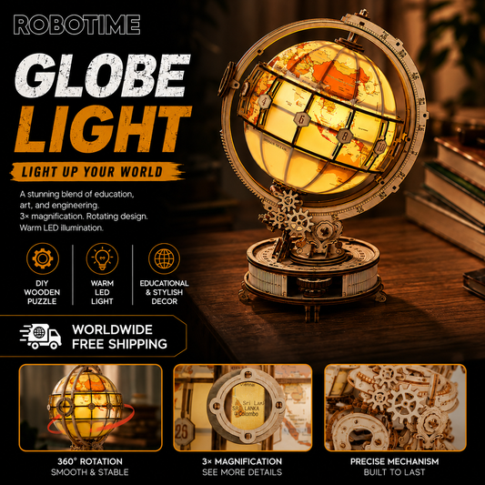 ROKR Luminous Globe 3D Wooden Puzzle ST003D (Electric Version)