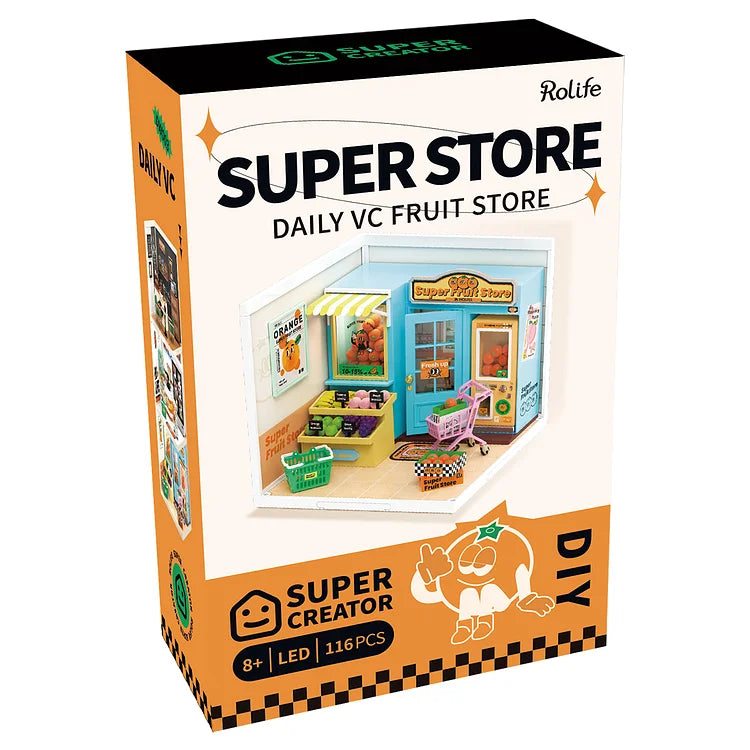 Robotime Rolife Super Creator Super Fruit Store Plastic DIY Miniature House Kit DW003