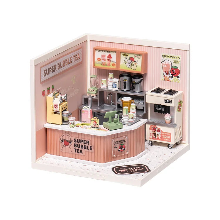 Robotime Rolife Super Creator Double Joy Bubble Tea Plastic DIY Miniature House Kit DW006