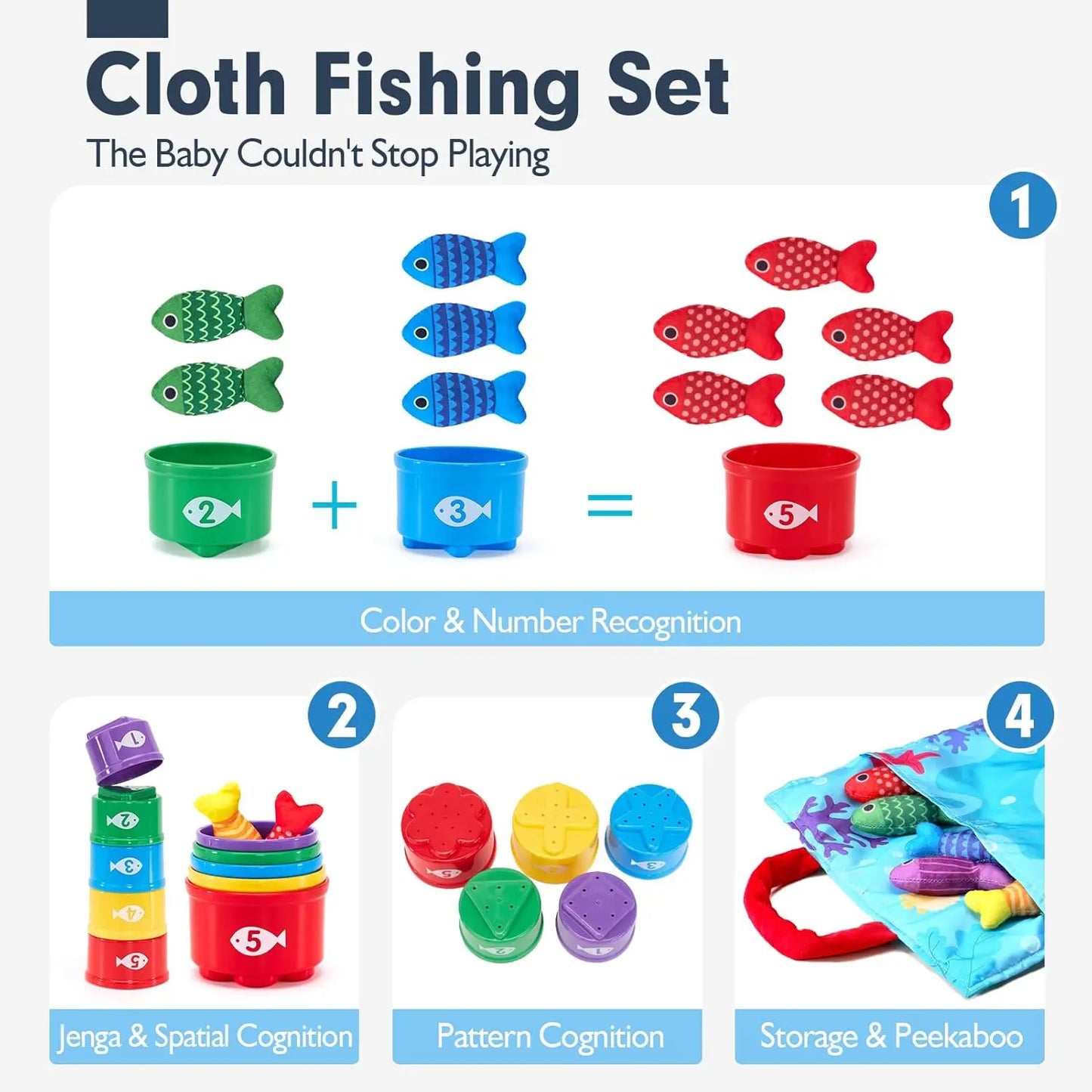 Cloth Fishing Game with Stacking Cups