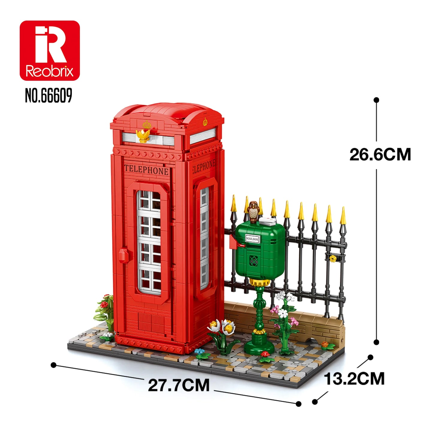 Reobrix British Red Telephone Booth Building Blocks 1707PCS