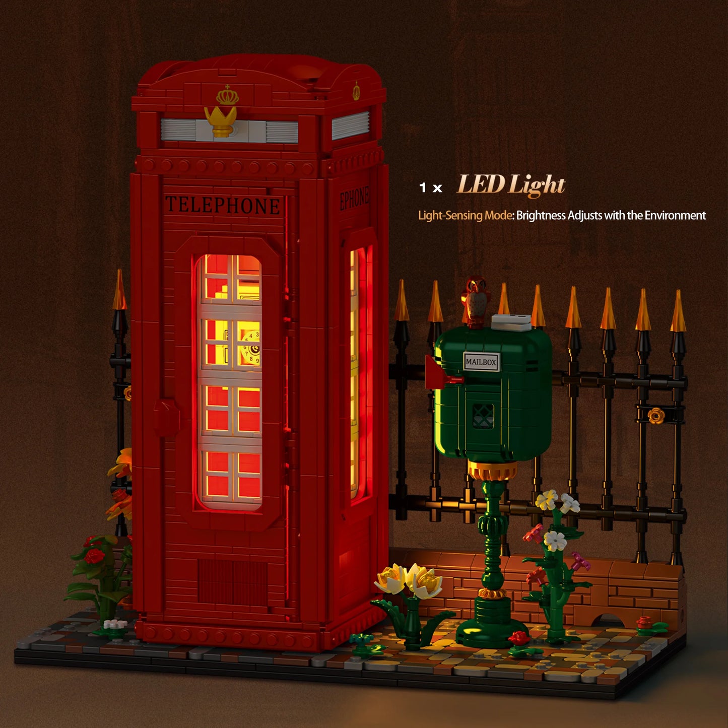 Reobrix British Red Telephone Booth Building Blocks 1707PCS