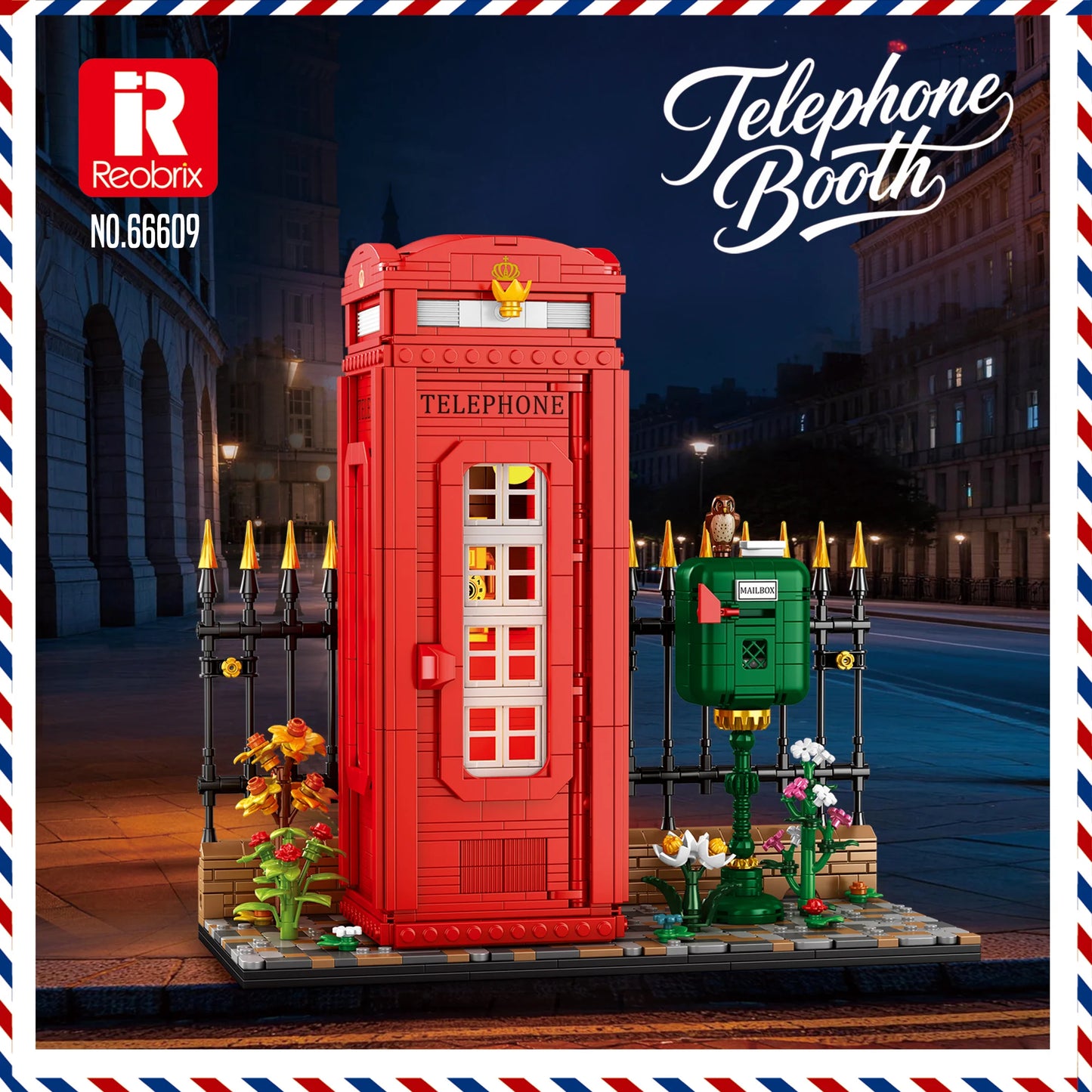 Reobrix British Red Telephone Booth Building Blocks 1707PCS