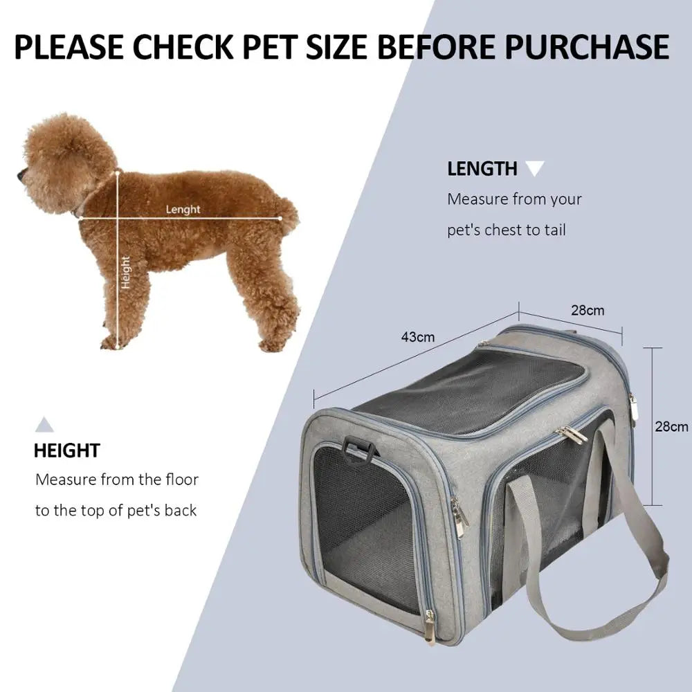 Pet Carrier Travel Bag with Fleece Pad