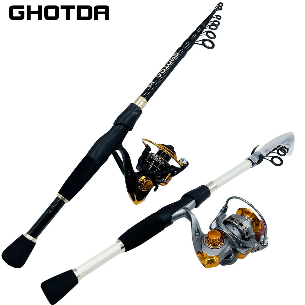 Ghotda 1.6-2.4M Telescopic Lure Rod With Spining Reel