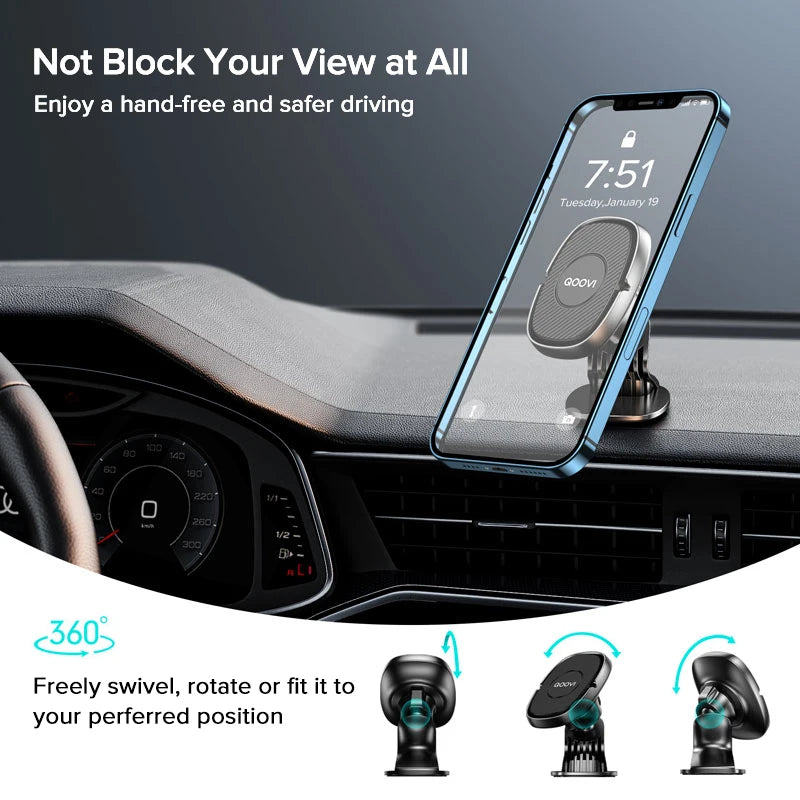 Magnetic Car Phone Holder Stand 360 Degree For iPhone Xiaomi Samsung Huawei