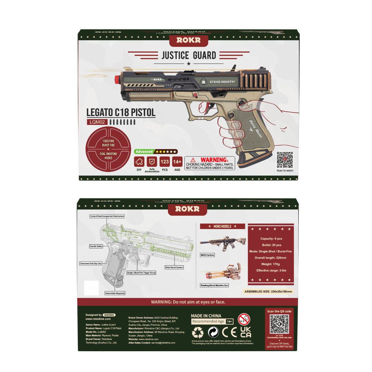 Robotime ROKR Legato C18 Pistol Wooden Gun Toy