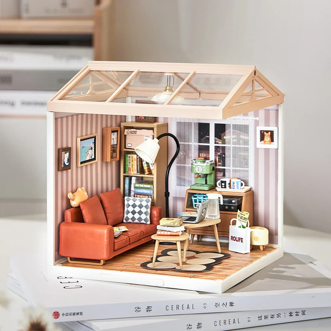 Robotime Rolife Cozy Living Lounge DIY Plastic Miniature House DW007