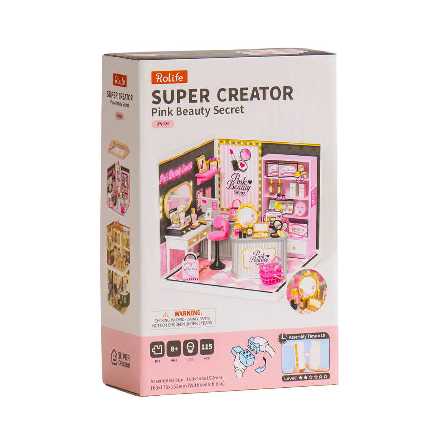Rolife Pink Beauty Secret Super Creator Miniature House DW026
