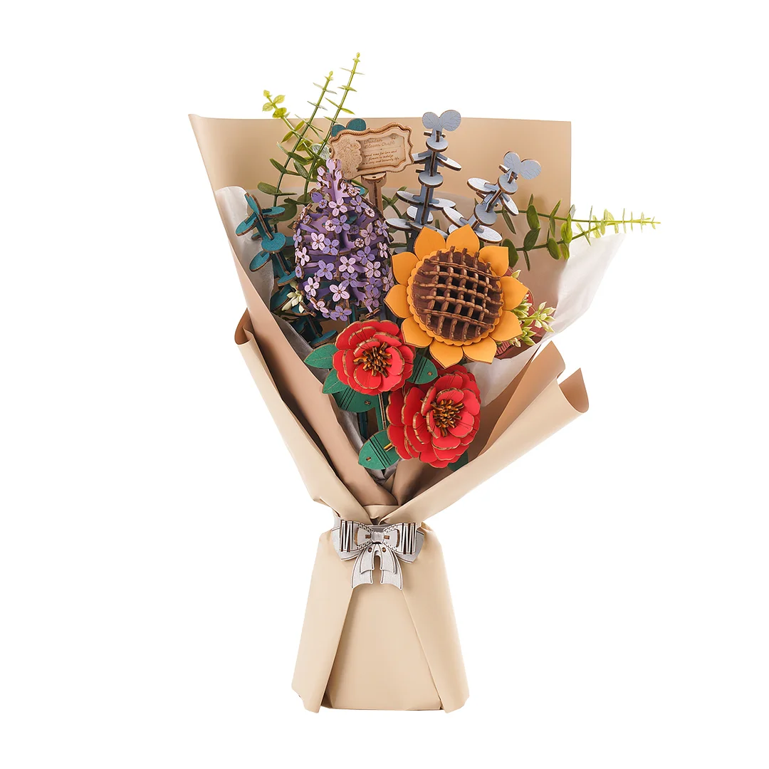 Robotime Rowood DIY Wooden Flower Bouquet 3D Wooden Puzzle TW01H