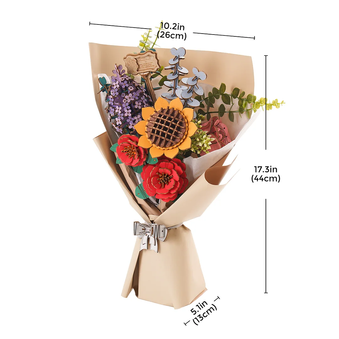 Robotime Rowood DIY Wooden Flower Bouquet 3D Wooden Puzzle TW01H