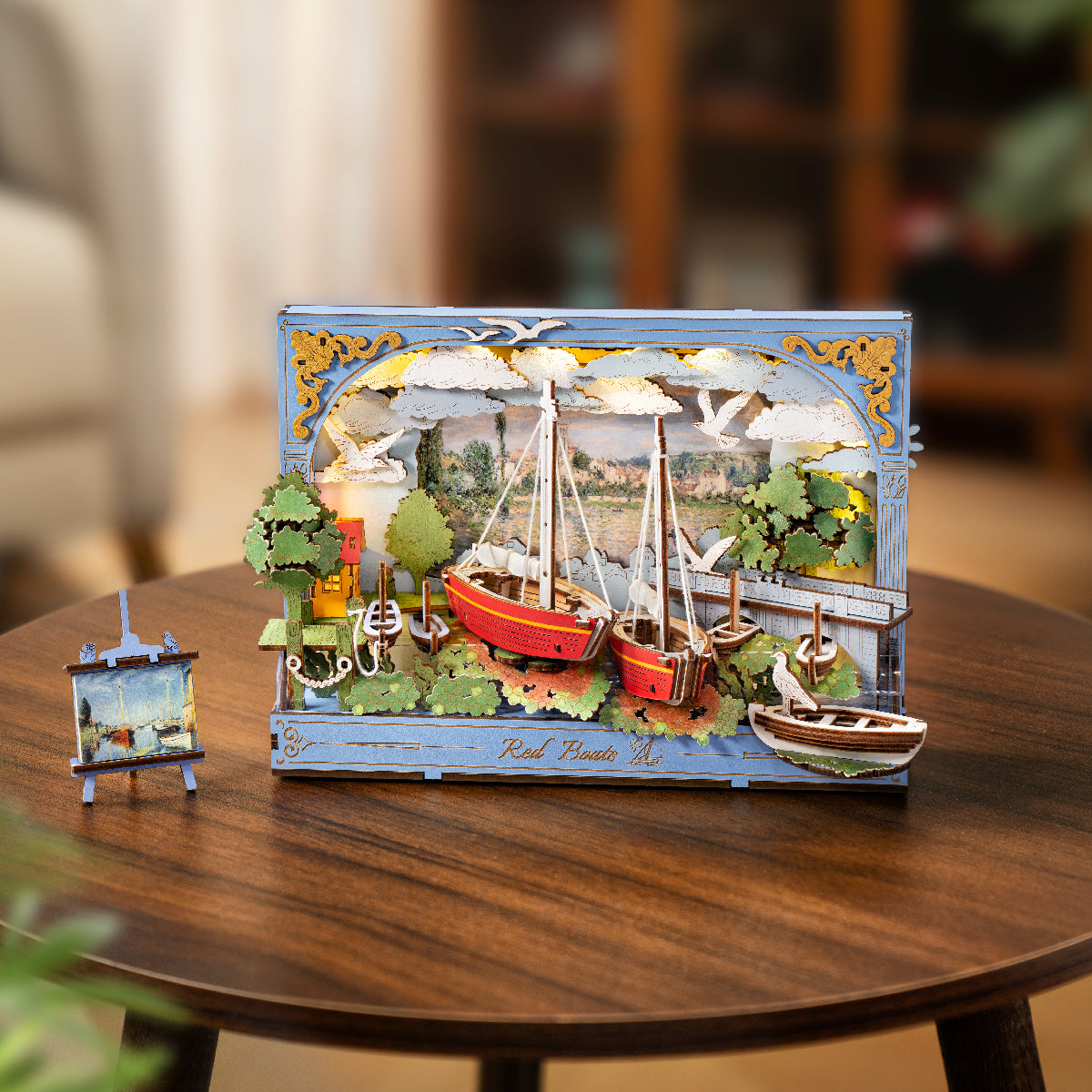 Rowood Red Boats Wall Art 3D Wooden Puzzle TH004
