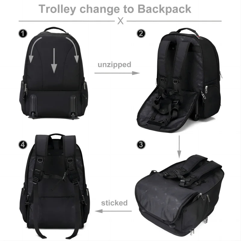 Men's Trolley Backpack Business Large Capacity With Wheels