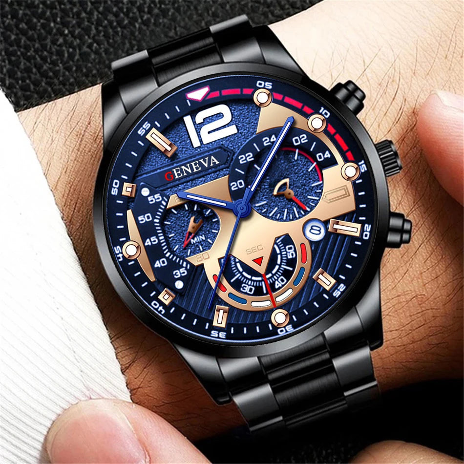 Stainless Steel Band Analog Quartz Wristwatch with Calendar