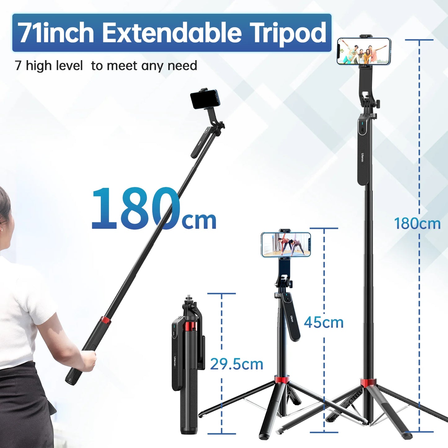 Selfie Stick Tripod for iPhone with Remote Control