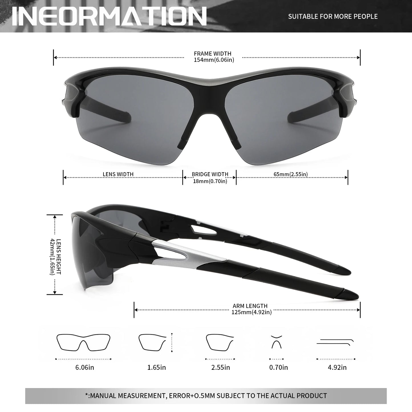 2PCS New Wraparound Sports Sunglasses UV400 Anti-Fog