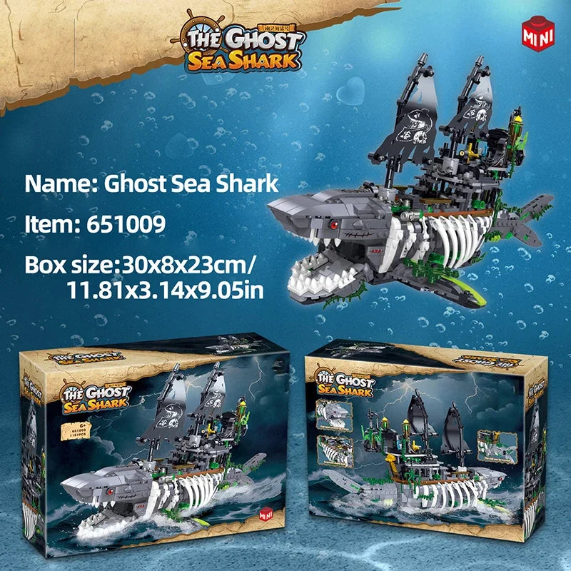 Ghost Sea Shark Pirate Ship Building Blocks 1155PCS