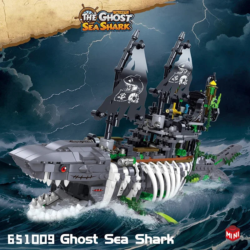 Ghost Sea Shark Pirate Ship Building Blocks 1155PCS