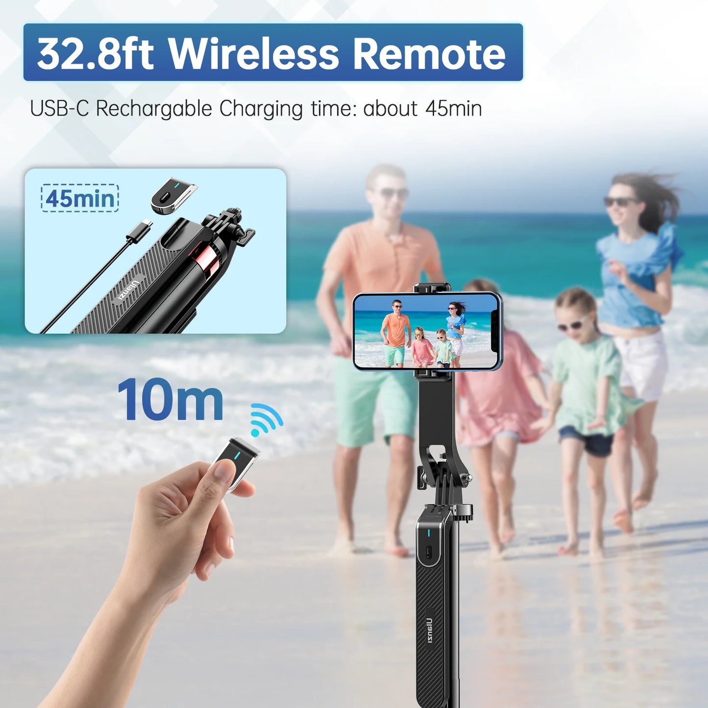 Selfie Stick Tripod for iPhone with Remote Control