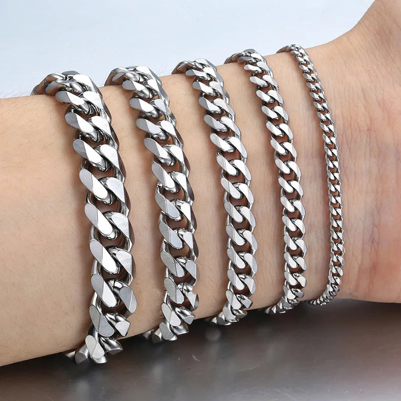 Chain Men Bracelet Classic Stainless Steel 3/5/7/9mm