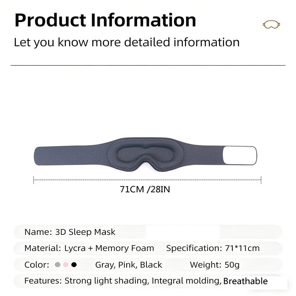 Sleep Mask, Three Dimensional Contour Zero Pressure