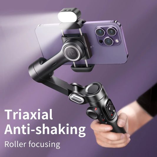 3-Axis Handheld Gimbal Stabilizer for Smartphone with Fill Light