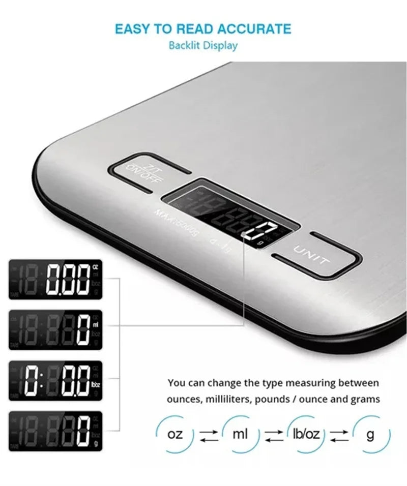 Digital Kitchen Scale 5kg/10kg Stainless Steel