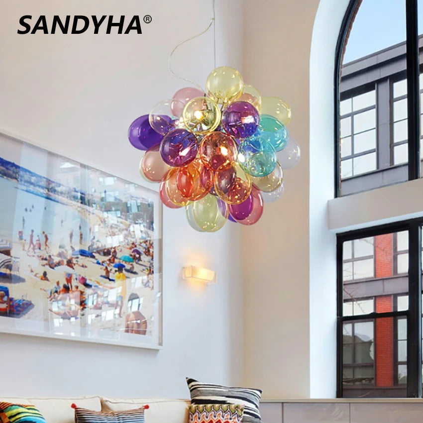 Post-modern Colorful Glass Ball Chandeliers