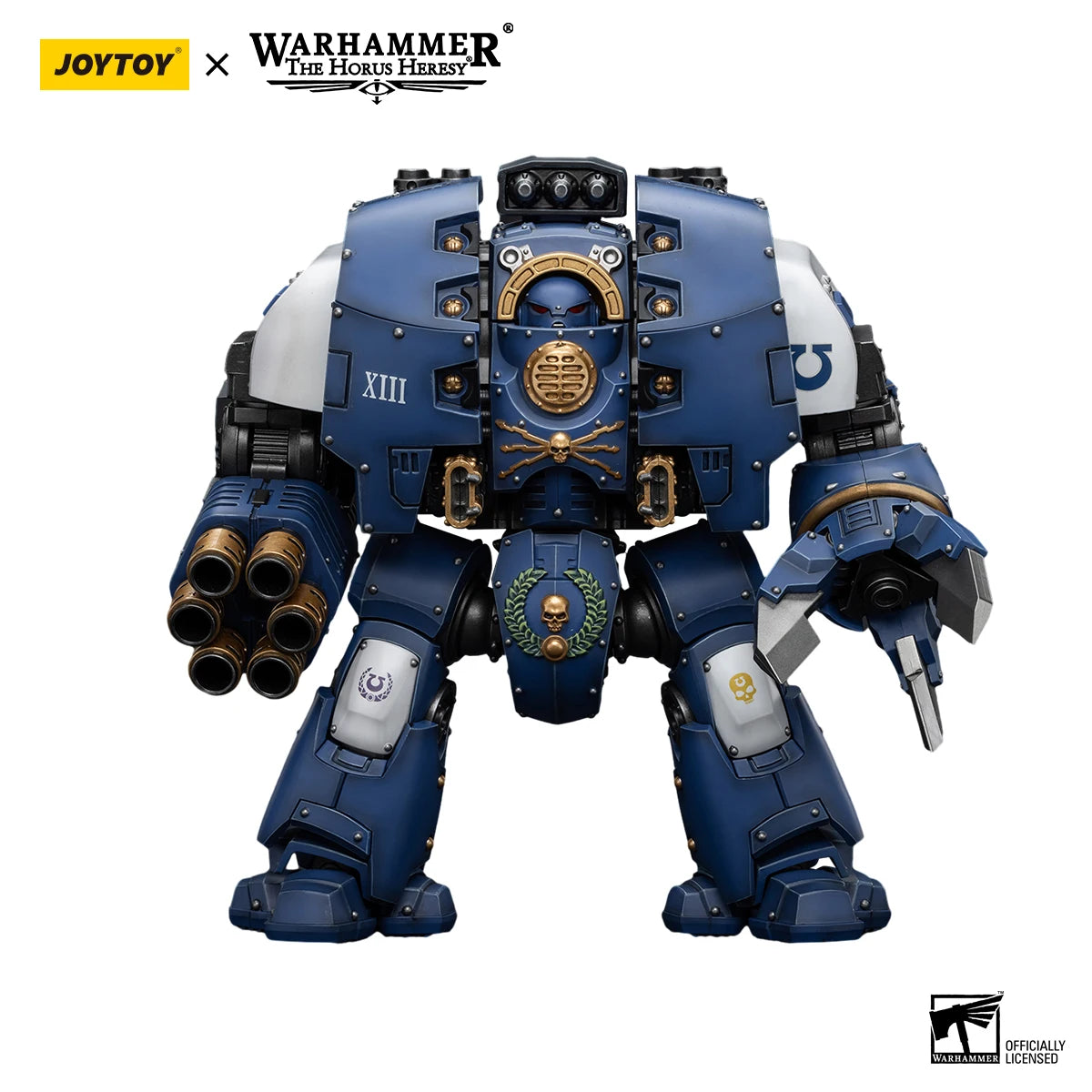 JOYTOY Warhammer 1/18 Action Figures Mecha 28.6cm Ultramarines Leviathan Dreadnought with Cyclonic Melta Lance and Siege Claw