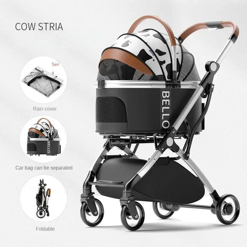 Retro Style Foldable Aluminum Pet strollers