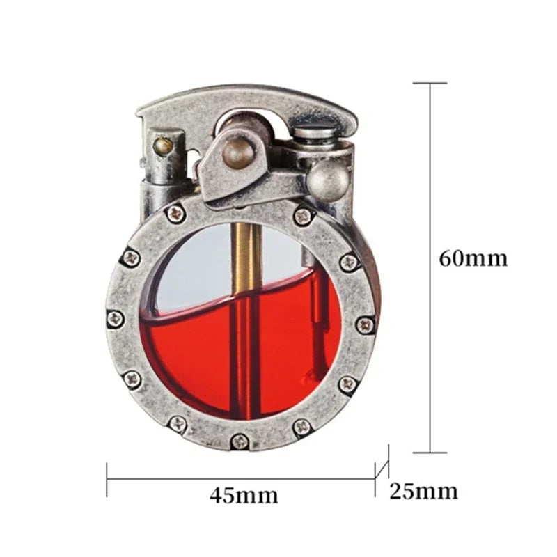 Retro Transparent Oil Tank Metal Rocker Kerosene Lighter