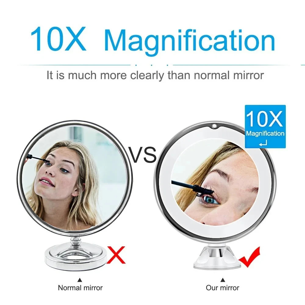 Flexible 10x Magnifying Vanity Mirror with Lights
