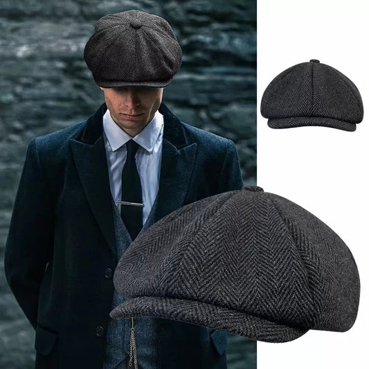 Classic Herringbon Beret British Newsboy Cap