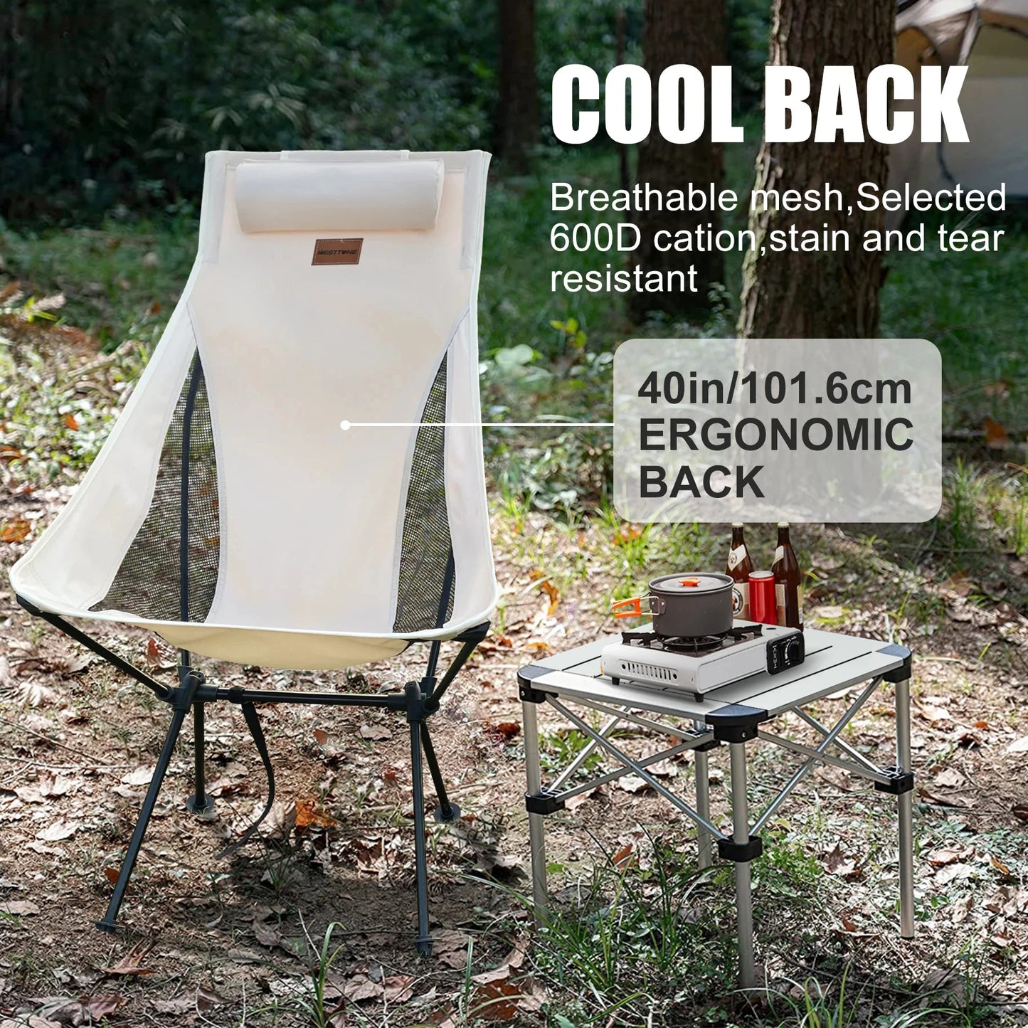 Aluminum Alloy Portable Lightweight Camping Chair with Headrest